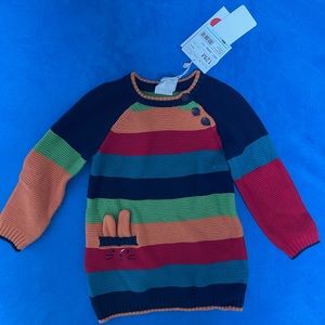 Boboli baby girl stripped sweater dress 12 mon